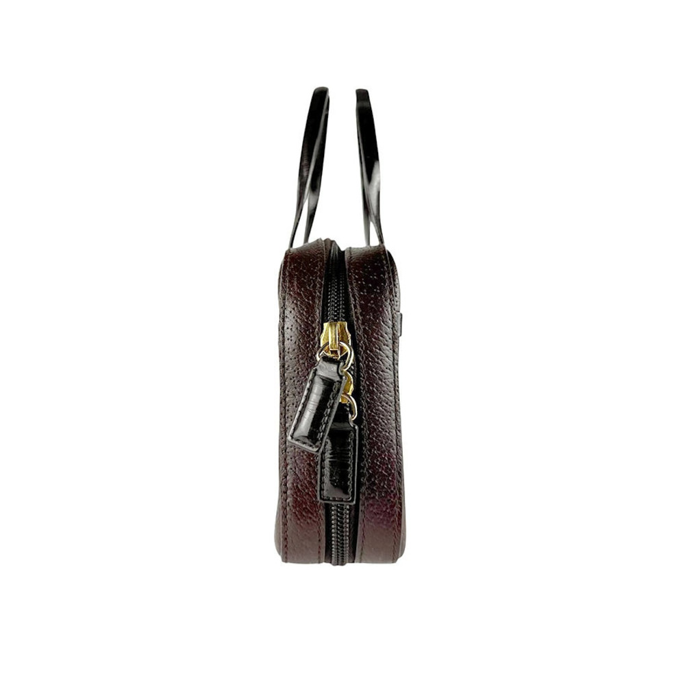 Dior Vernis gold Christian leather 2way brown Patent Handbag Gold Brown